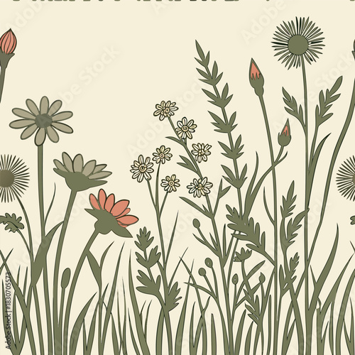 Mixed flower leaf and fruits pattern