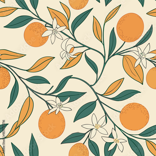Mixed flower leaf and fruits pattern
