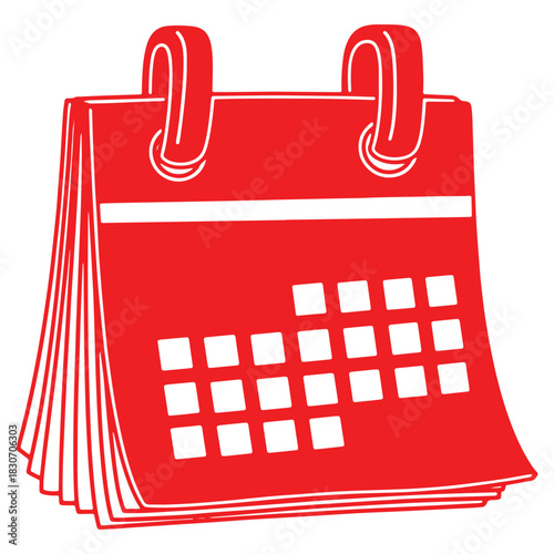 Vibrant Red Calendar Icon Design for Appointment Scheduling and Time Management Reminder Date Keeper Simple Flat Design