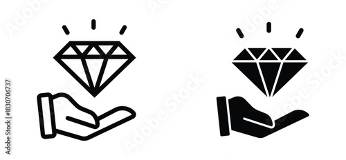Hand and Diamond Icon Representing Value, Trust, and Reward