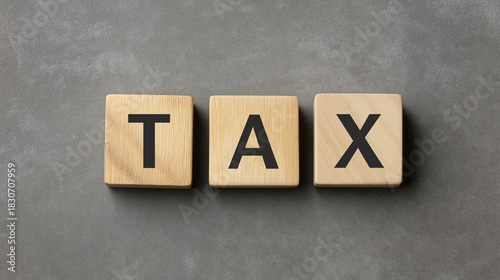 Corporate Tax Concept with Wooden Alphabet Cubes and Copy Space