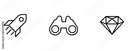 Mission, Vision, and Values Icon Set for Organization – Vector Design