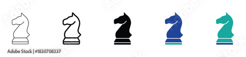 Black Knight Chess Piece Vector Illustration
