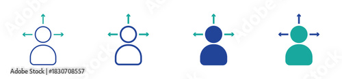 Decision Symbol Icon Set Three-way arrow and human figure vector icon