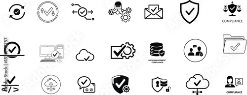 Diverse Set of Icons for Data Management, Security, and Compliance refresh sync