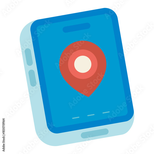 navigation map app on smartphone flat icon