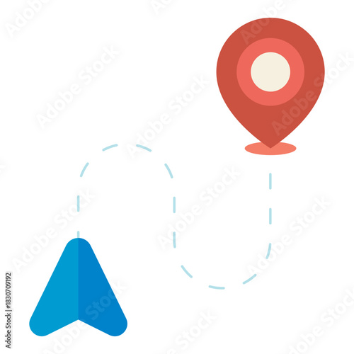 route navigation GPS start to finish flat icon