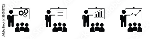 Business Meeting & Presentation Icon Set for Team Collaboration