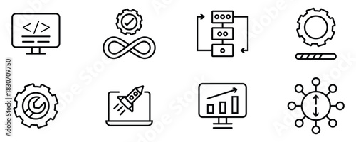 Modern Clean Business and Marketing Icon Set for Growth Concepts
