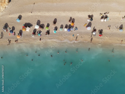 lefkada, greece, porto katsiki beach aerial view