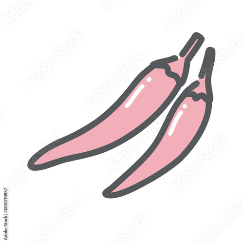 唐辛子（カプサイシン）のイラスト、スパイス、温活、調味料のアイコン素材。