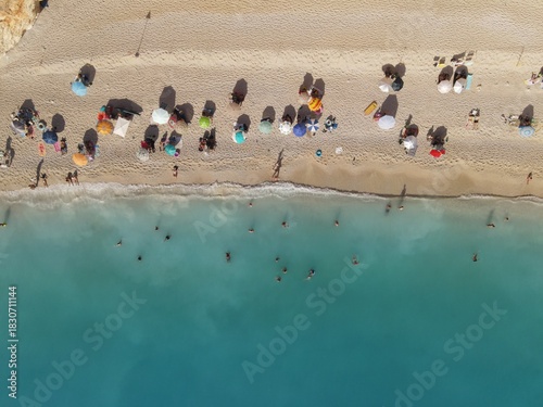 lefkada, greece, porto katsiki beach aerial view