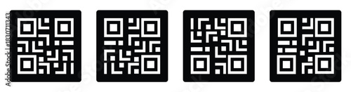 Digital QR Code Icons for mobile payment, identity verification, transport rental and UI UX projects.