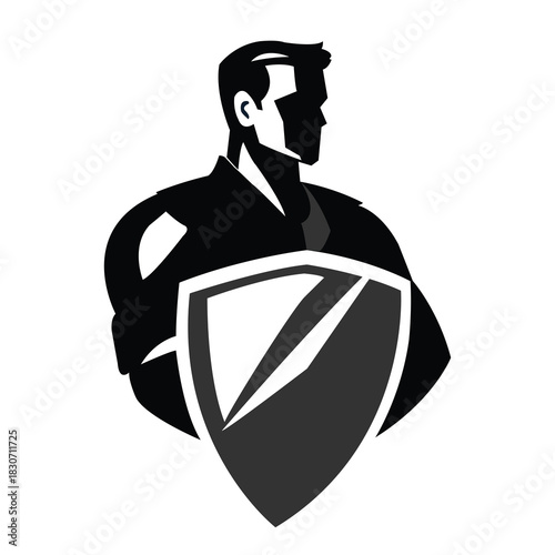 The warrior holding Shield vector Icon