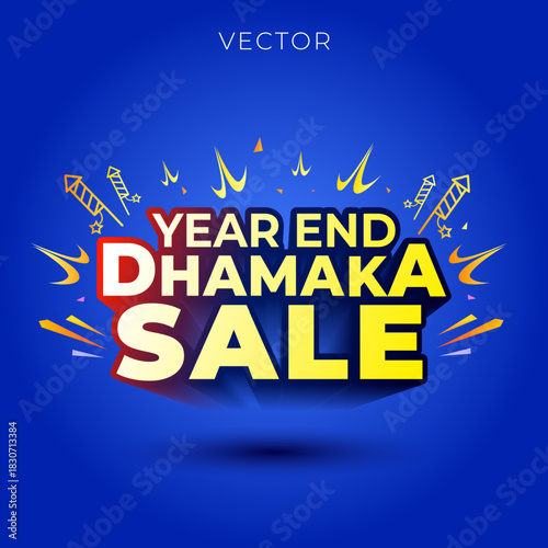 3d Vector illustration for Year end dhamaka sale logotype design.