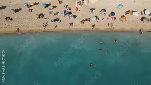 lefkada, greece, porto katsiki beach aerial view