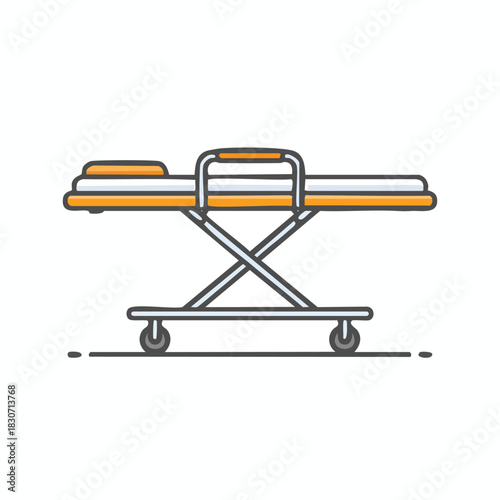 Outline icon of ambulance stretcher folded upright, minimal emergency equipment, pixel perfect 64x64