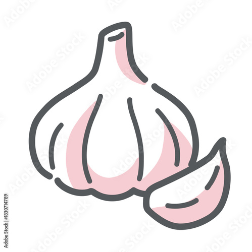 にんにく（ニンニク）のイラスト、スタミナ、温活、薬味のアイコン素材。