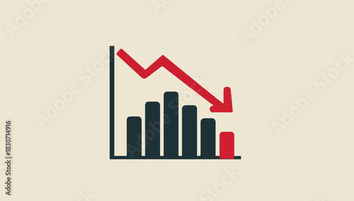 Stock Market Downturn Graph Illustrating Economic Crisis and Business Recession