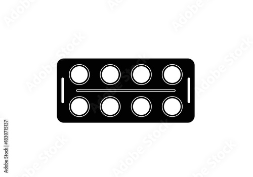 Empty pill blister pack on a transparent background for medication storage