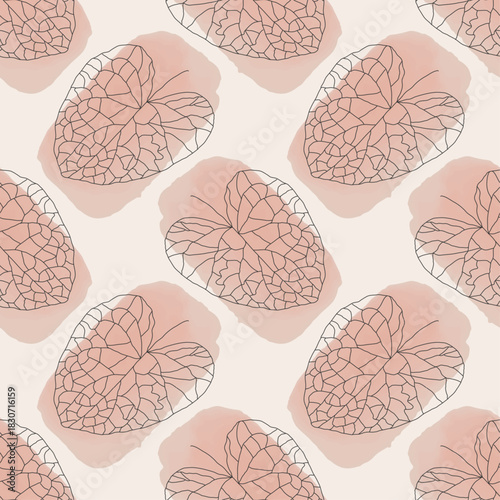 Trendy minimalist seamless botanical pattern with abstract creative line art hand drawn composition in neutral colors ideal for interior design, wallpaper, minimal background, vector illustration