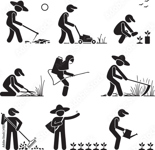 Set of vector silhouettes of black men and women hockey players icons collection with winter sports illustration