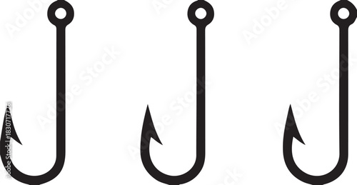 Simple Fishing Hook Silhouette design