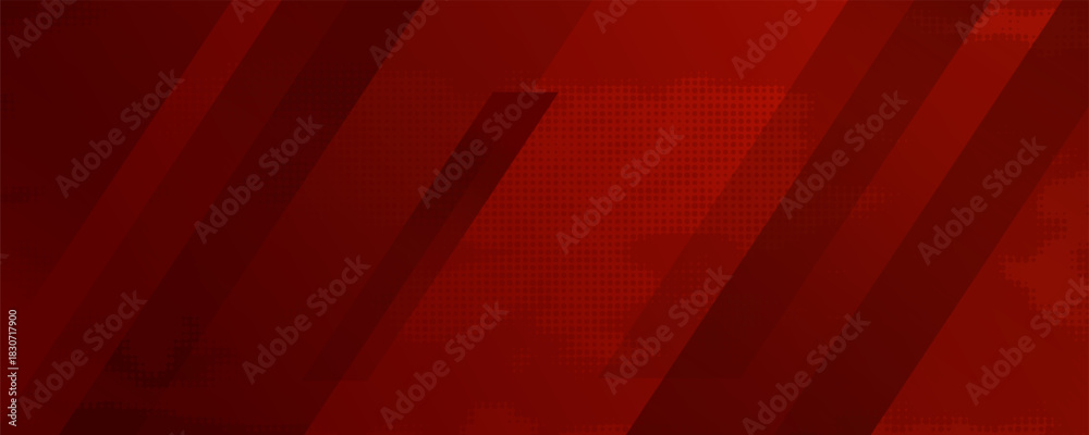 Fototapeta premium Dark red grunge stripes abstract banner design. Geometric tech vector background
