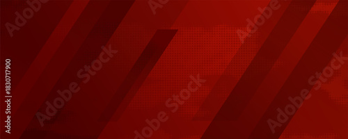 Dark red grunge stripes abstract banner design. Geometric tech vector background