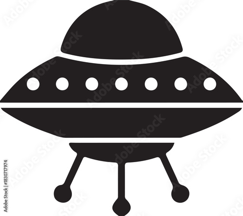 Cartoon illustration of a UFO platter symbol or restaurant sign icon vector design