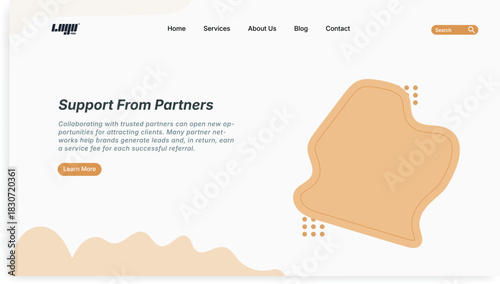Modern web page Website Landing Page Support Trusted Partners Collaboration Clients Network Brands Leads Referral Fee Business Strategy