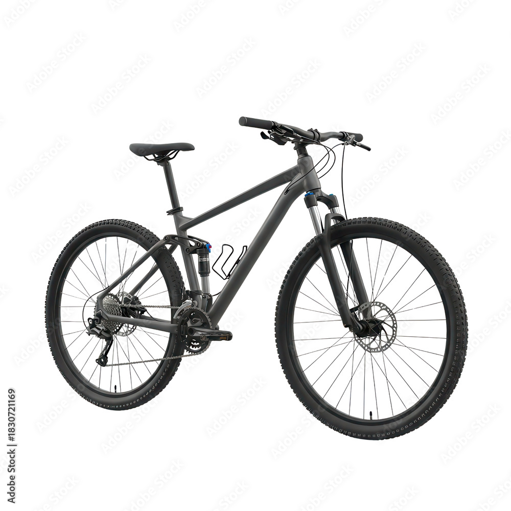 Obraz premium Dark Gray Full Suspension Mountain Bike Product Shot isolated on Transparent Background