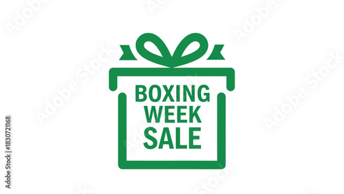 Vector illustration of green icon of a gift box with a bow ribbon and text boxing week sale, perfect for holiday promotion