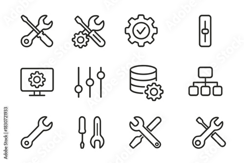 Outline Icons for Technical Settings, System Management, Configuration, and Maintenance Interface