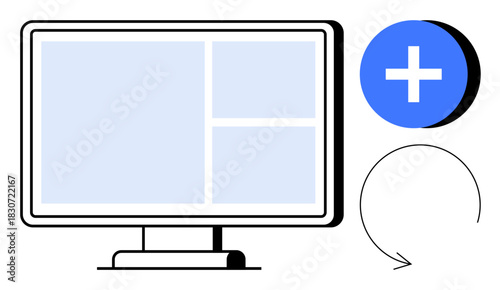 Digital interface concept. Digital tools focus on app development, user interface, and screen design. Digital resources support system workflows and tech collaboration. Perfect for education, IT