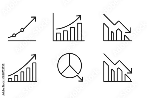 Financial data analysis symbols for market performance and statistical reports