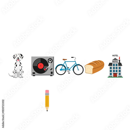 Assorted diverse objects forming a visual panorama on a clean neutral backdrop offering simplicity