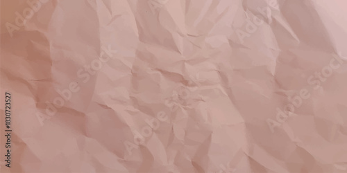 Light peach crumpled paper texture vector background with folded rough surface for design projects