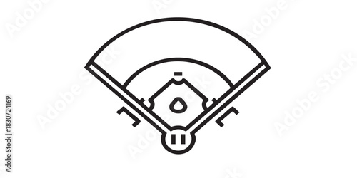 Baseball field thin line icon, baseball game concept. Vector graphics. Field for team, sport sign on white background, style icon mobile or web design