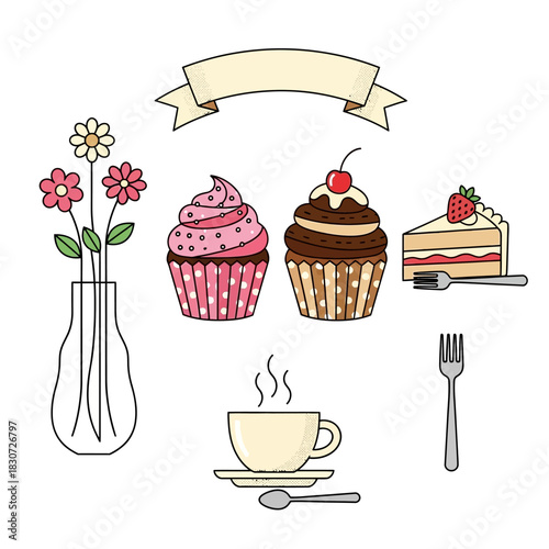 Delightful assortment of sweet treats and floral arrangement creating a festive atmosphere