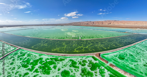 Aerial photography of Mangya Emerald Lake in Mangya City, Haixi Prefecture, Qinghai Province