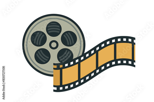 Classic film reel and movie strip icon symbolizing cinema and entertainment