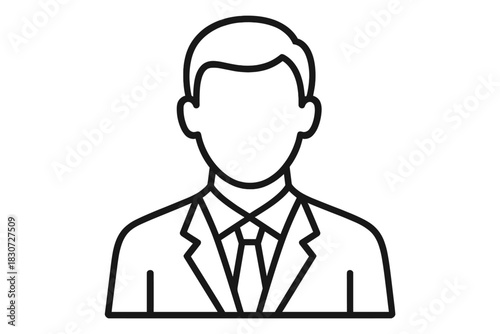 Professional man in a business suit and necktie, simple profile bust graphic
