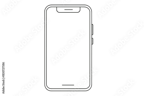 Minimalist outline of a modern frameless smartphone device template for mobile app design