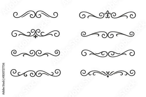 Elegant vintage calligraphic dividers and ornamental flourishes for typography and document decoration