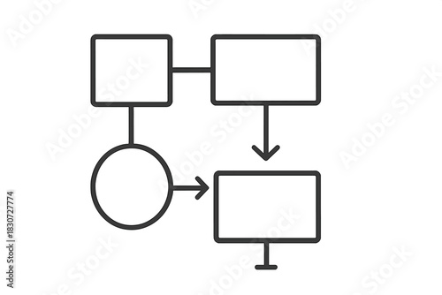 Simple outline diagram of a process flow with connected rectangular and circular nodes