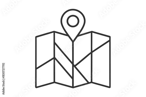Folded paper map with location pin showing navigation route or destination point