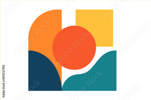 Modern colorful abstract background with overlapping geometric and curved shapes