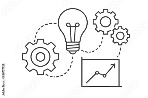 Business innovation process flow from idea generation to successful growth and implementation