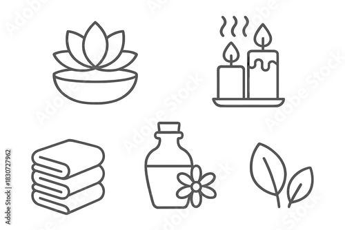 Minimalist symbols for spa, wellness, relaxation, massage, and natural beauty
